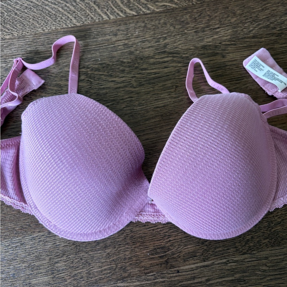 Laura Ashley Mauve Pink Textured Underwire Bra 36C‎ Everyday Comfort